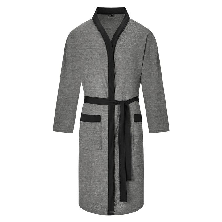 Men's lightweight cotton kimono bathrobe with waffle texture and patch pockets Mune Fashion