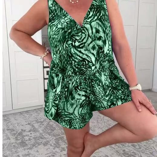 Ladies casual overall with colorful animal pattern Mune Fashion