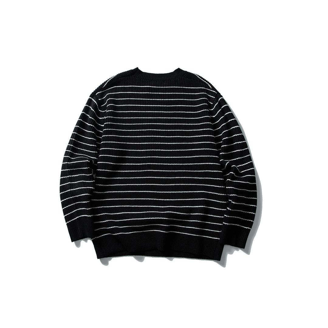 Unisex Striped Knit Sweater in Breton Look with Chunky Rib Structure and Round Neck Mune Fashion