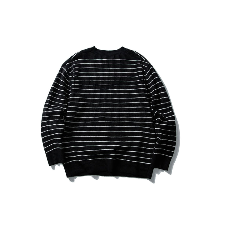 Unisex Striped Knit Sweater in Breton Look with Chunky Rib Structure and Round Neck Mune Fashion