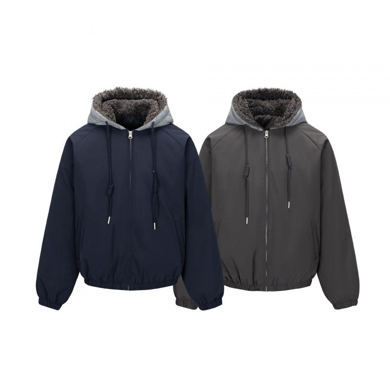 Men's Padded Hoodie Jacket in Bomber Style with Teddy Lining and Elastic Hem Mune Fashion