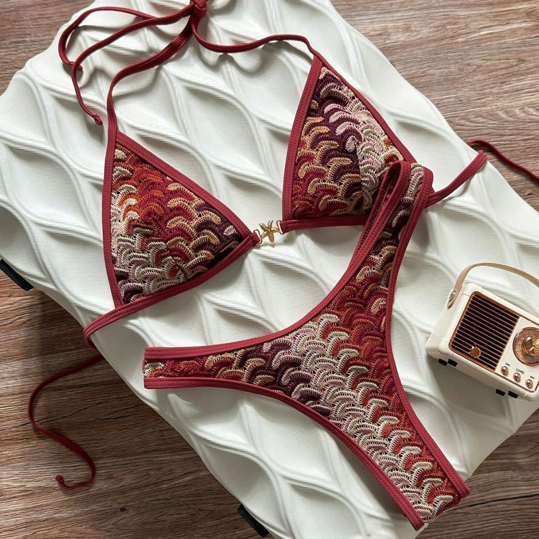 Women's Triangle Bikini with Elegant Rib Structure Mune Fashion