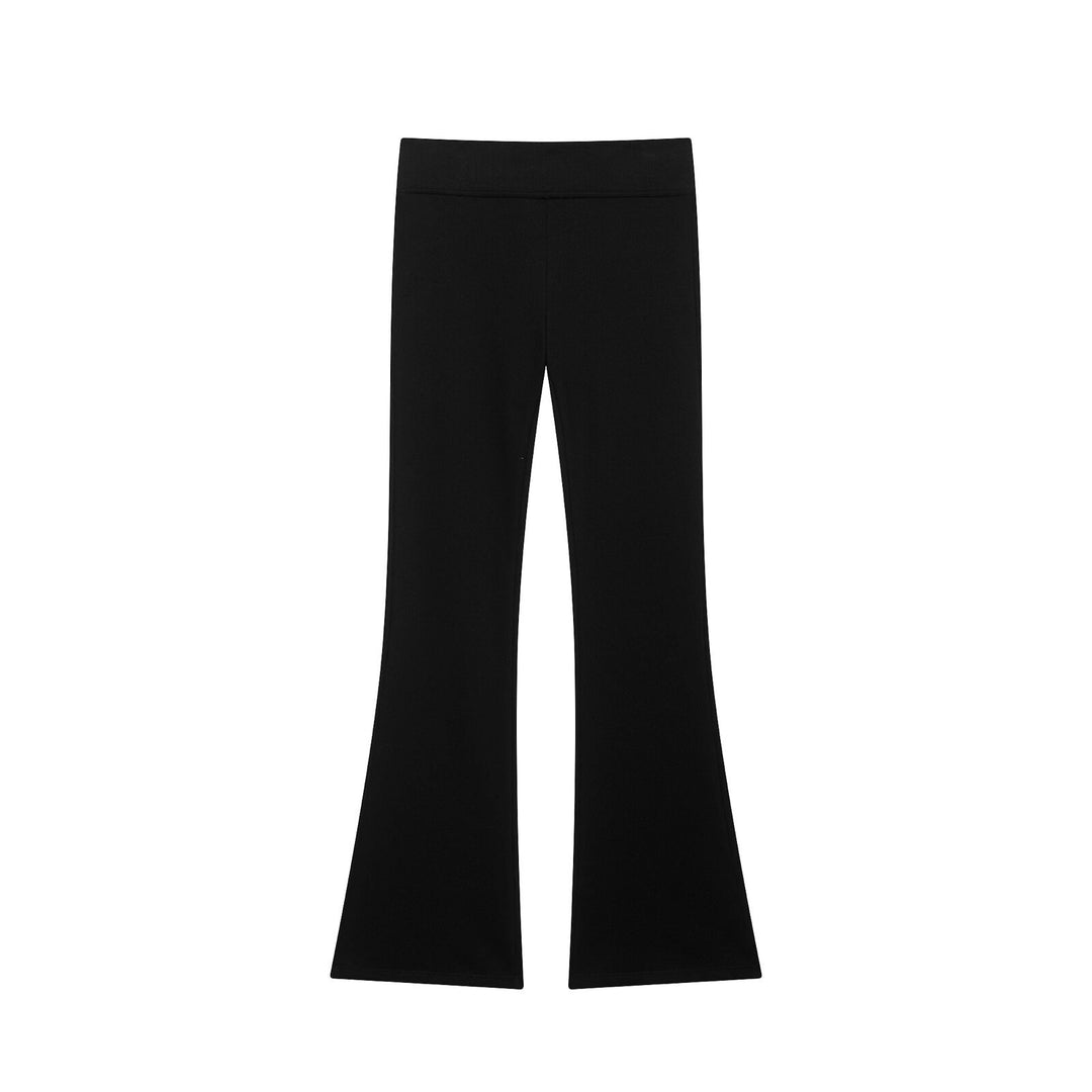 Women High-Waisted Stretch Flared Pants with Wide Flare and Elastic Waistband Mune Fashion