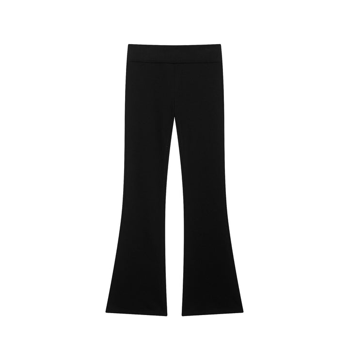 Women High-Waisted Stretch Flared Pants with Wide Flare and Elastic Waistband Mune Fashion