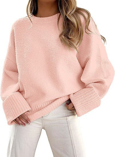 Women's Oversized Boucle Knit Sweater with Drop Shoulder and Wide Cuffs Mune Fashion