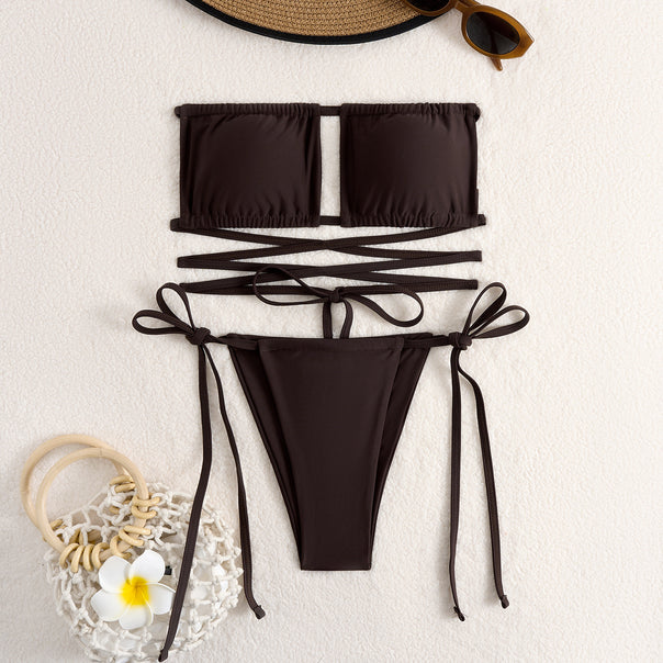 Ladies Bandeau Bikini Set with fashionable wrap design Mune Fashion