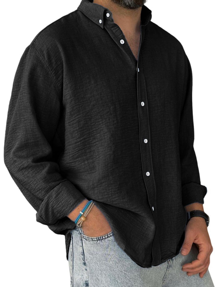 Men's nan lightweight cotton-linen shirt with button-down collar and relaxed fit Mune Fashion