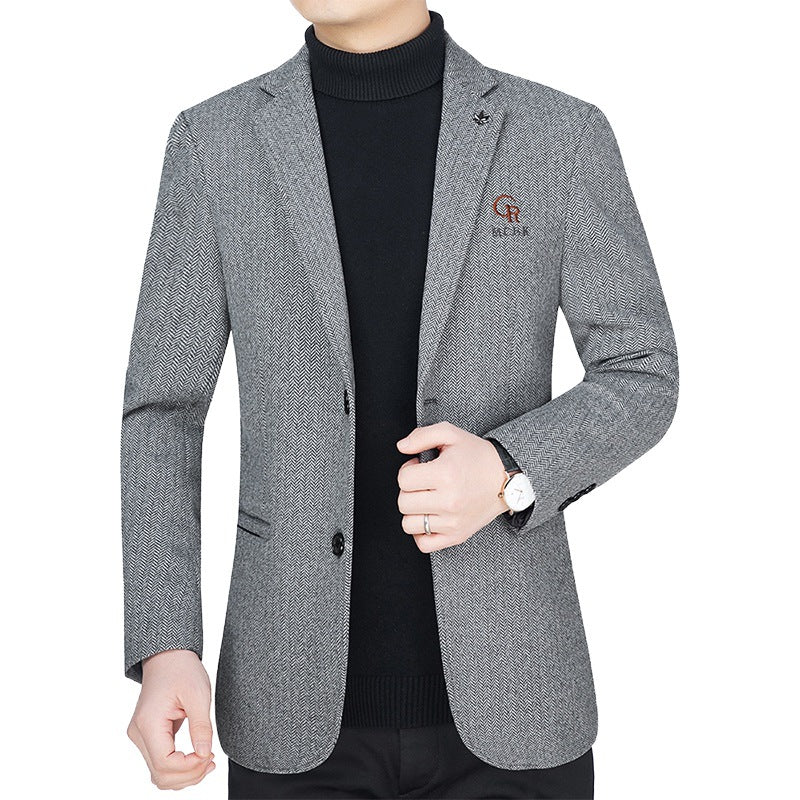 Men's blazer made of wool blend with houndstooth pattern and patch pockets Mune Fashion
