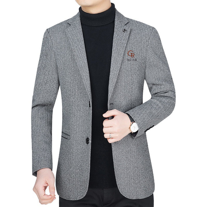 Men's blazer made of wool blend with houndstooth pattern and patch pockets Mune Fashion
