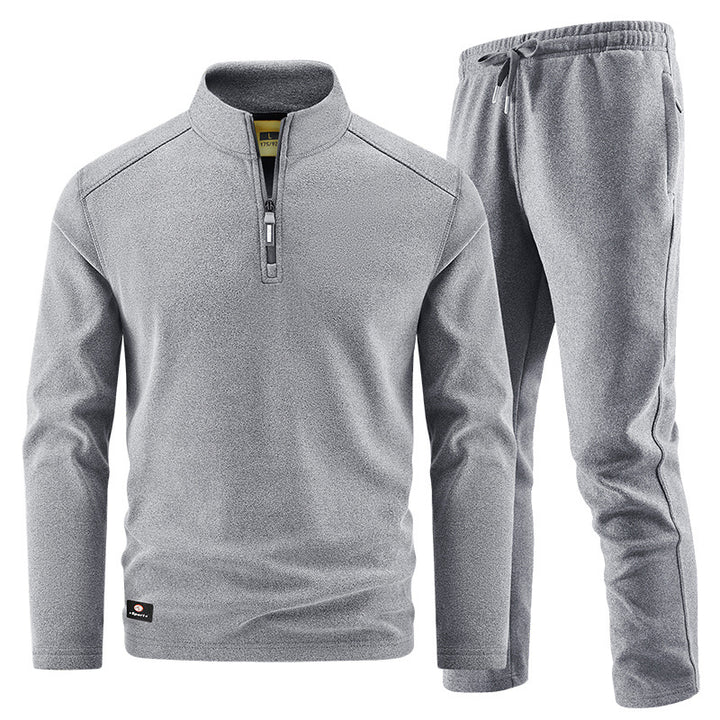Men's Fleece Training Set with Stand-up Collar and Elastic Waistband Mune Fashion