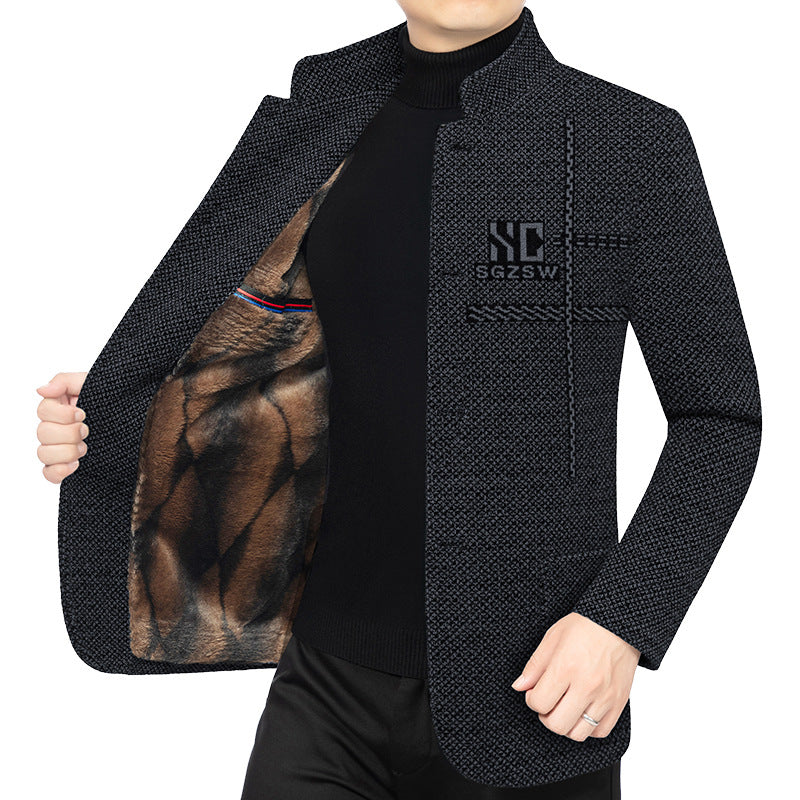 Men's Padded City Blazer with Stand-up Collar and Luxurious Teddy Lining Mune Fashion