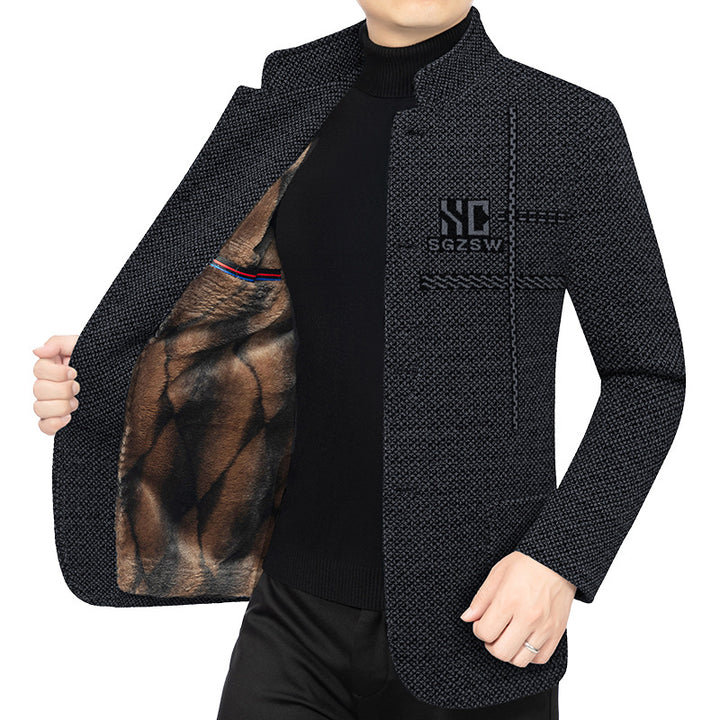 Men's Padded City Blazer with Stand-up Collar and Luxurious Teddy Lining Mune Fashion