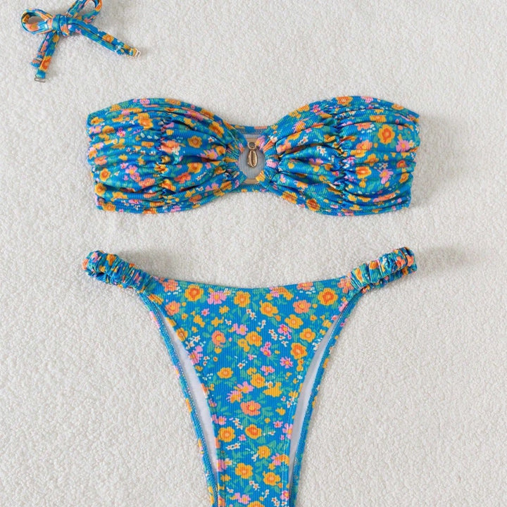 Women's bandeau bikini with Victorian floral print Mune Fashion