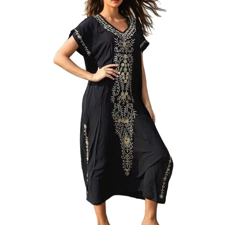Ladies elegant beach cover-up with intricate embroidery design Mune Fashion