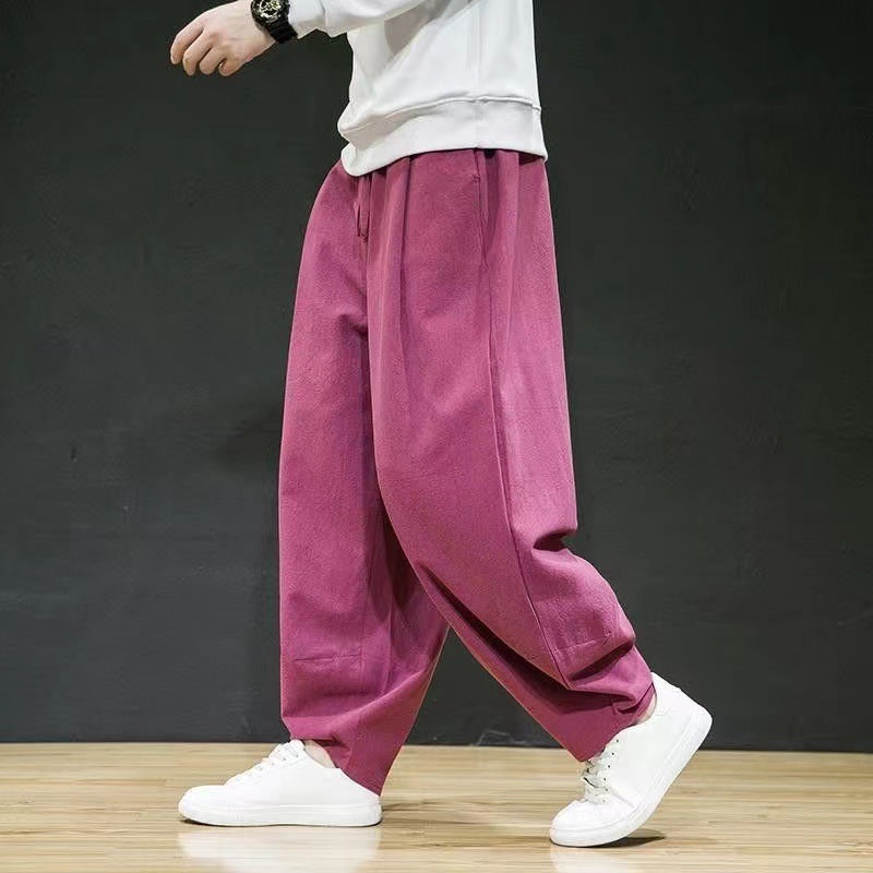 Men's oversized Relax-Fit cotton jogpants with a deep rise, drawstring, and side pockets Mune Fashion