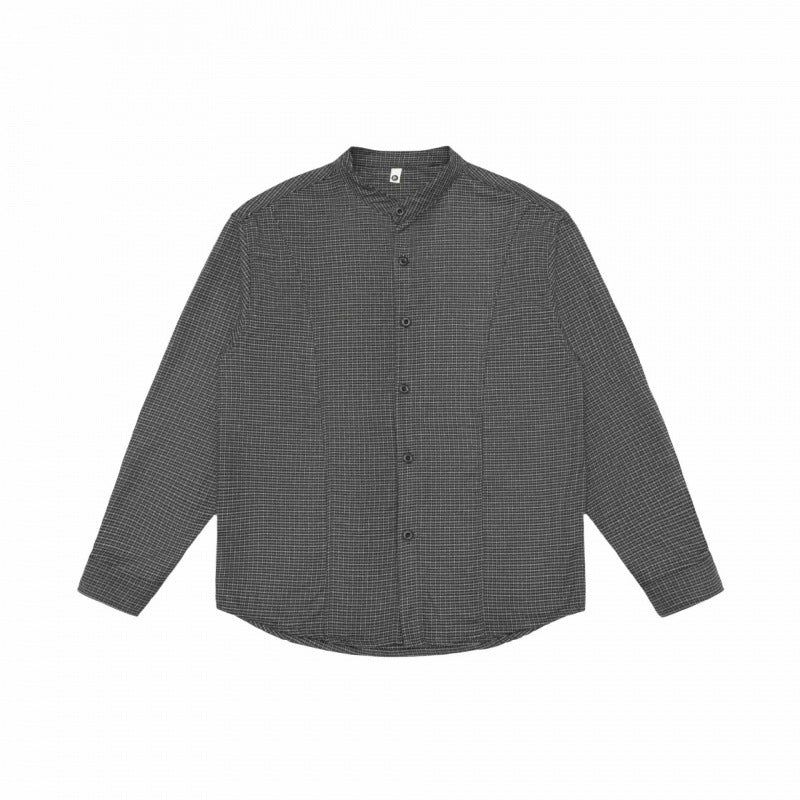 Men's overshirt jacket with stand-up collar, houndstooth pattern and rounded hem Mune Fashion