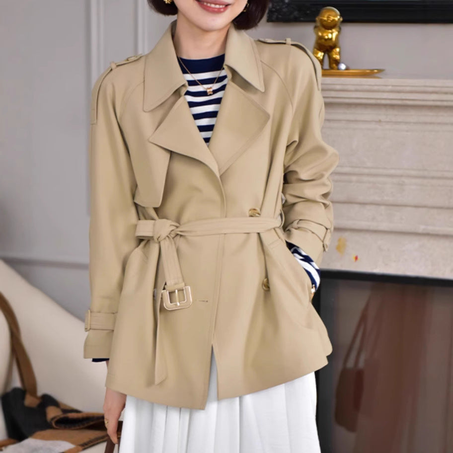 Women's Fashionable Trench Coat with Waist Belt Mune Fashion
