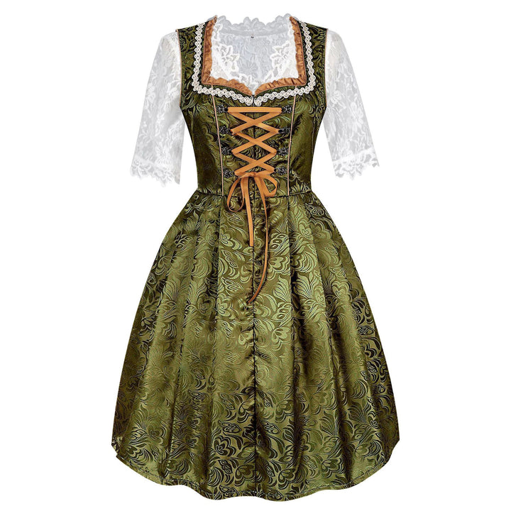 Women's traditional dirndl dress with lace blouse and embroidered apron Mune Fashion
