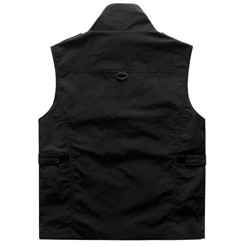Men's Multifunctional Multiple Pocket Vest with Stand-Up Collar Mune Fashion