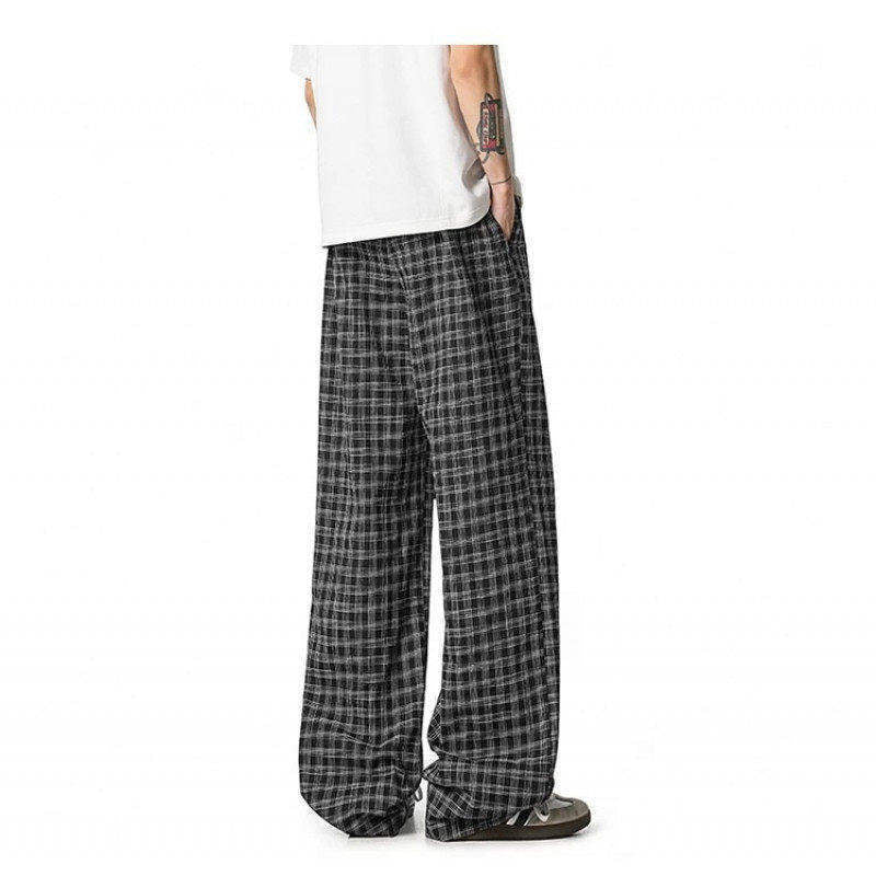 Women's Wide Cut Checkered Pants Mune Fashion