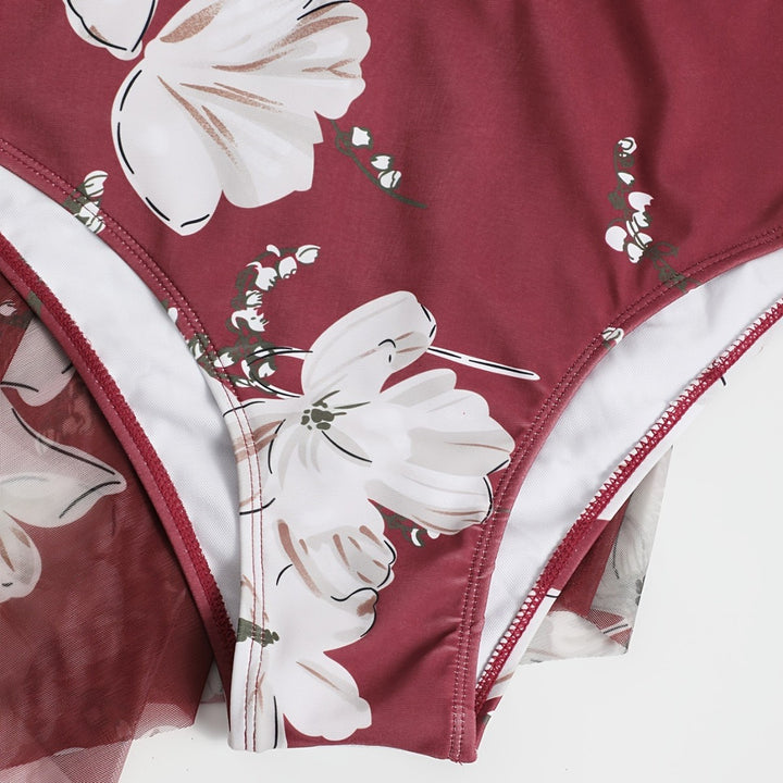 Women's Beach Dress with Floral Overlay Mune Fashion