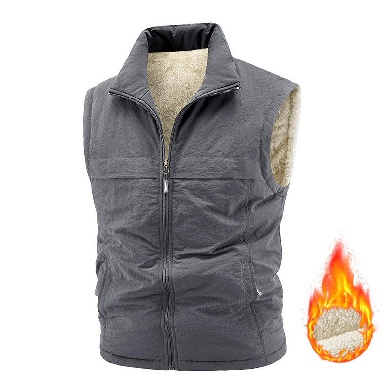 Men's thermo quilted vest with Sherpa lining, high collar and zipper Mune Fashion