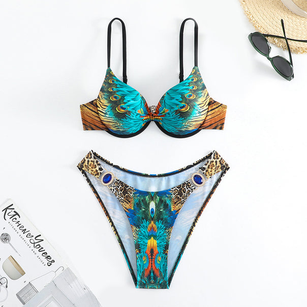 Women Premium Triangle Bikini with decorative jewelry details Mune Fashion