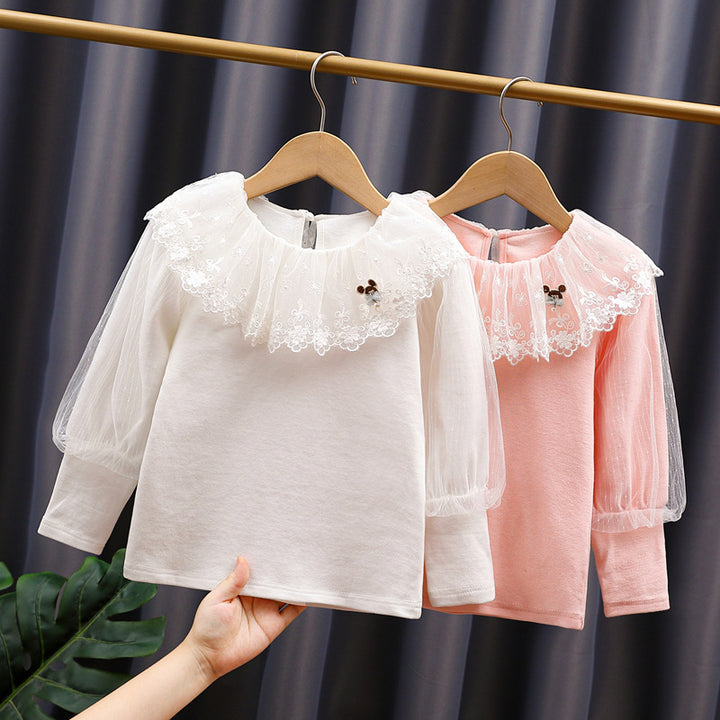 Girl's blouse with voluminous tulle collar Mune Fashion