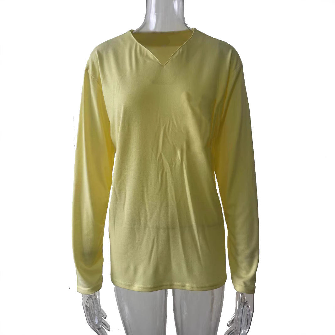 Women nan legeres Long-sleeve shirt with V-notch neckline, chest pocket, and relaxed oversized fit Mune Fashion