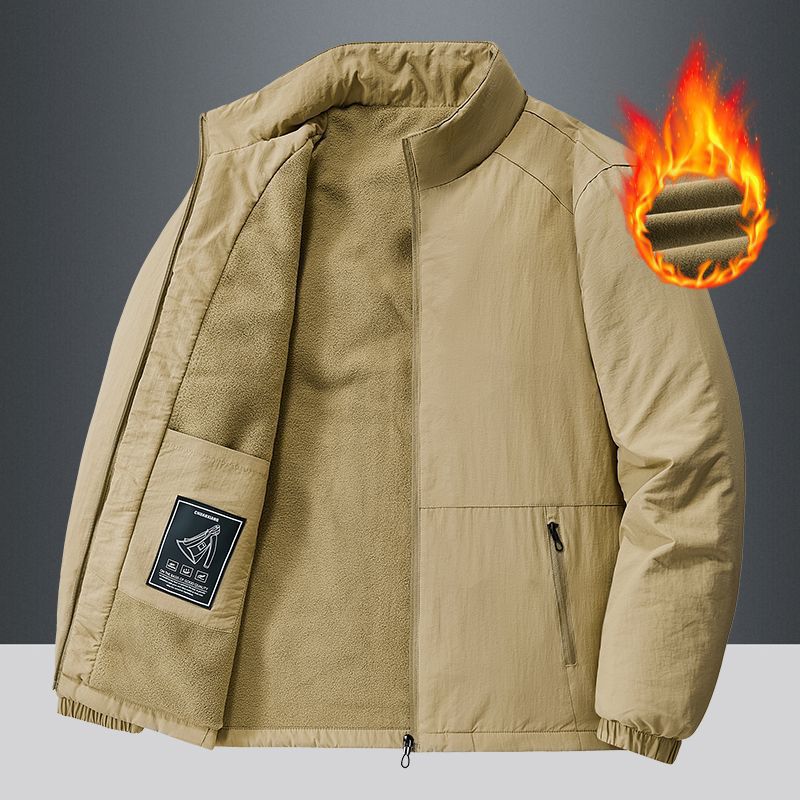Men's lightweight transitional jacket with fleece lining and stand-up collar Mune Fashion