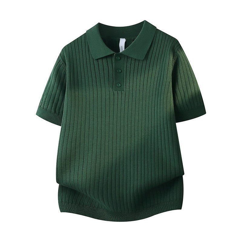 Ladies Fashion Short Sleeve Polo Shirt with Ribbed Texture Mune Fashion