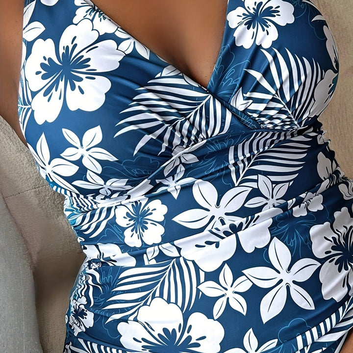 Women's Sporty Swimsuit with Floral Wrap Design Mune Fashion