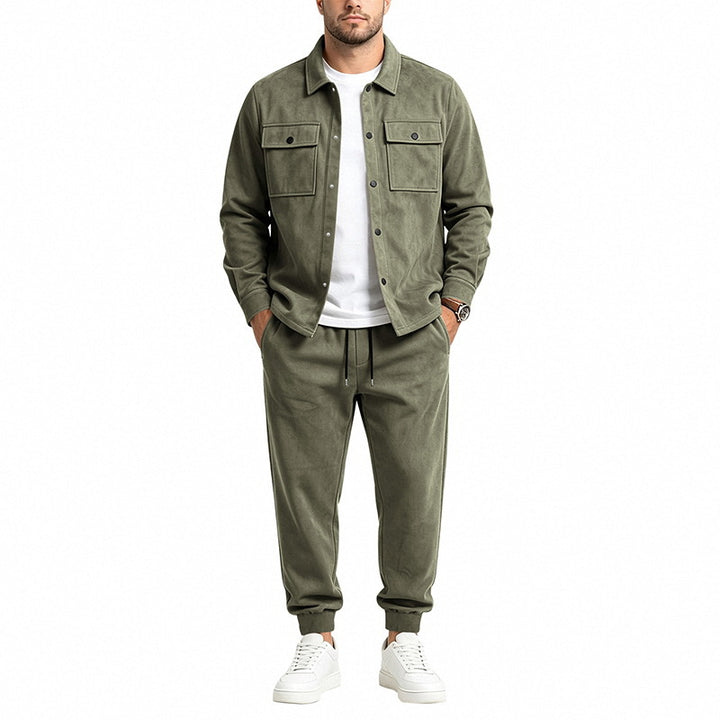 Men's Two-Piece Utility Leisure Set with Overshirt Jacket and Jogging Pants Mune Fashion