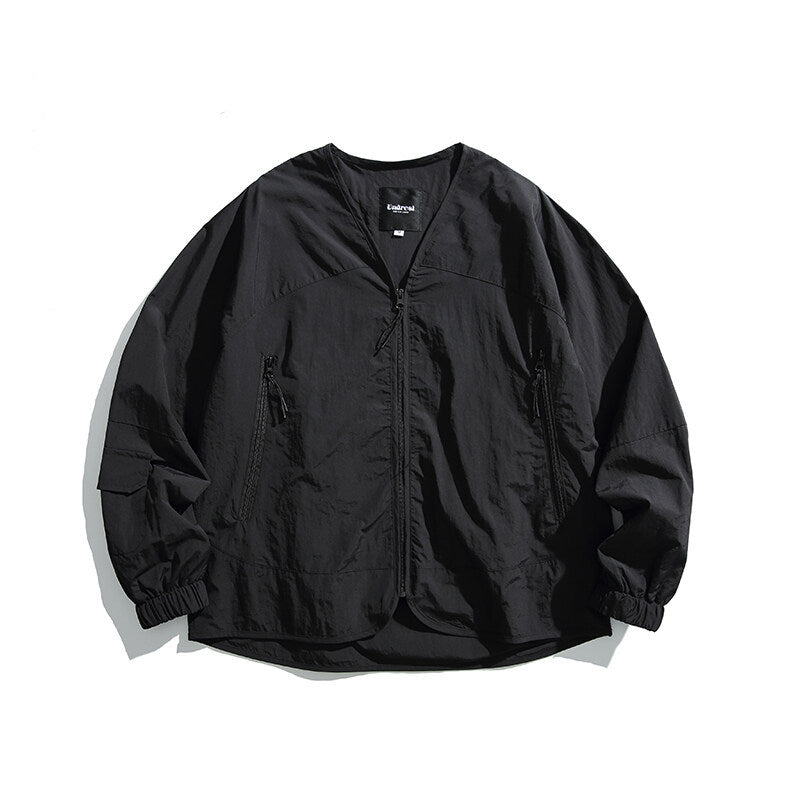 Unisex Light Oversize Over-shirt Jacket made of technical Nylon mix with V-neck and zippered pockets Mune Fashion