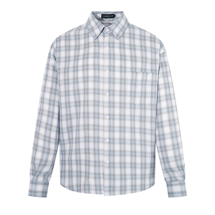 Men's Casual Oversized Shirt with Check Pattern, Classic Shirt Collar and Chest Pocket Mune Fashion