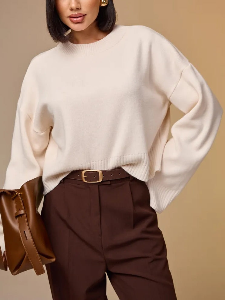 Women's Fashionable Cropped Sweater with Loose Fit