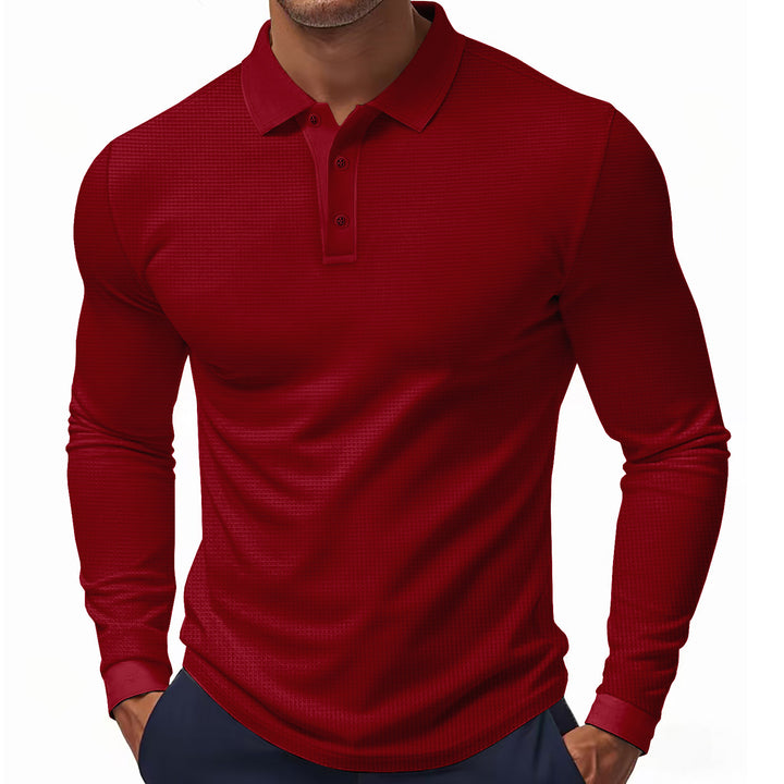 Men's long-sleeved polo shirt made of textured jersey with slim fit and polo collar Mune Fashion