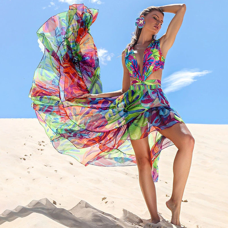 Women's One-Piece Swimsuit with Floral Cut-Out Design Mune Fashion