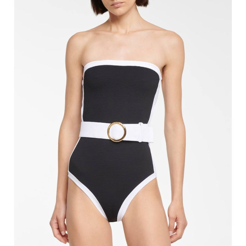 Ladies bandeau swimsuit with fashionable belt Mune Fashion