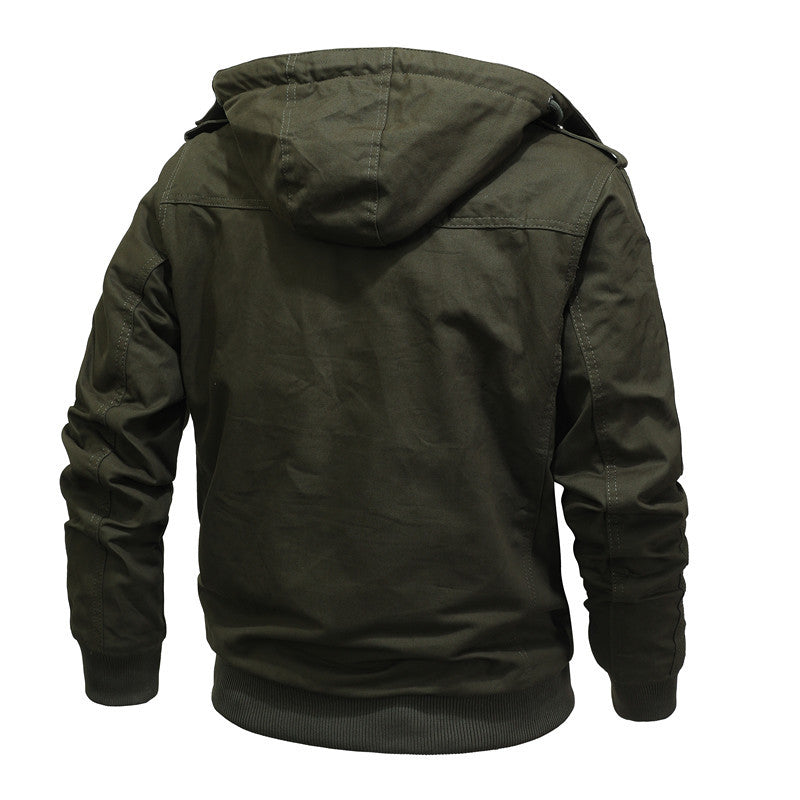 Men's Hooded Canvas Jacket with Teddy Lining and Utility Pockets Mune Fashion