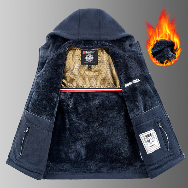 Men's Thermal Hooded Fleece Jacket with Double Teddy Lining and Full-Zip Mune Fashion