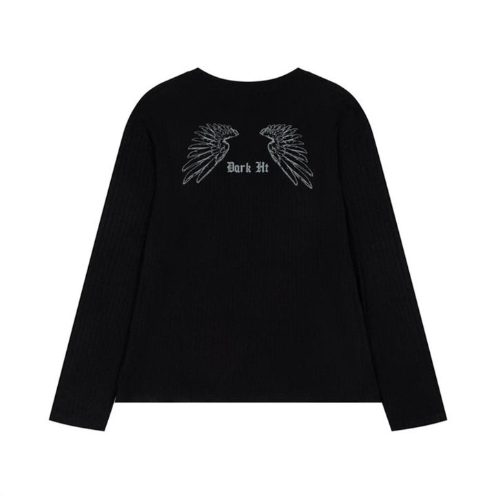 Women long sleeve shirt made of fine rib jersey with vintage carousel photo print and round neck.