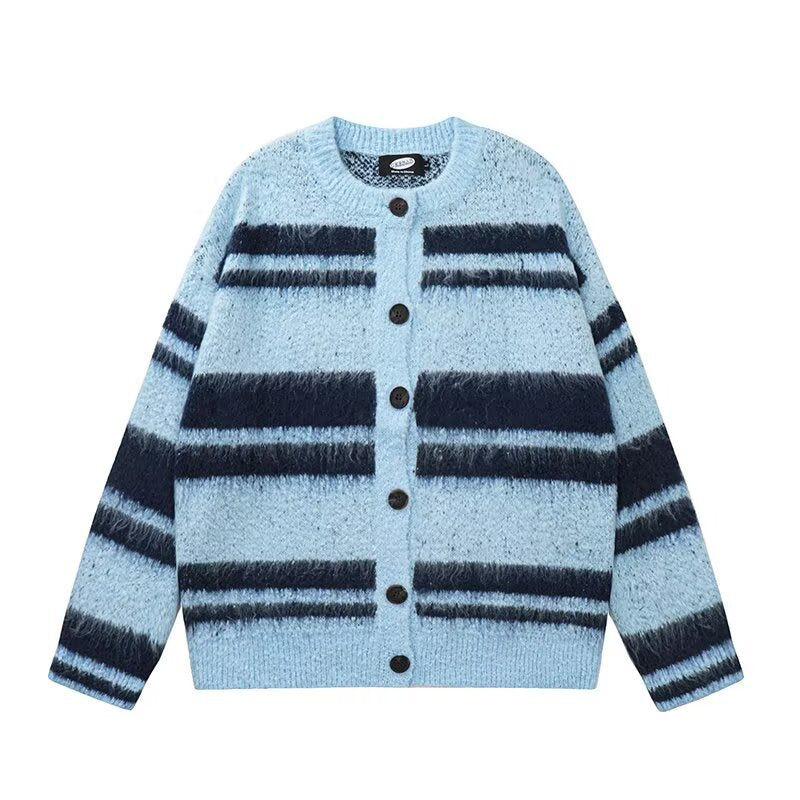 Women Cozy Knit Cardigan with Stripes Mune Fashion