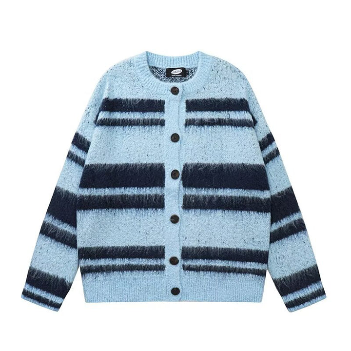 Women Cozy Knit Cardigan with Stripes Mune Fashion