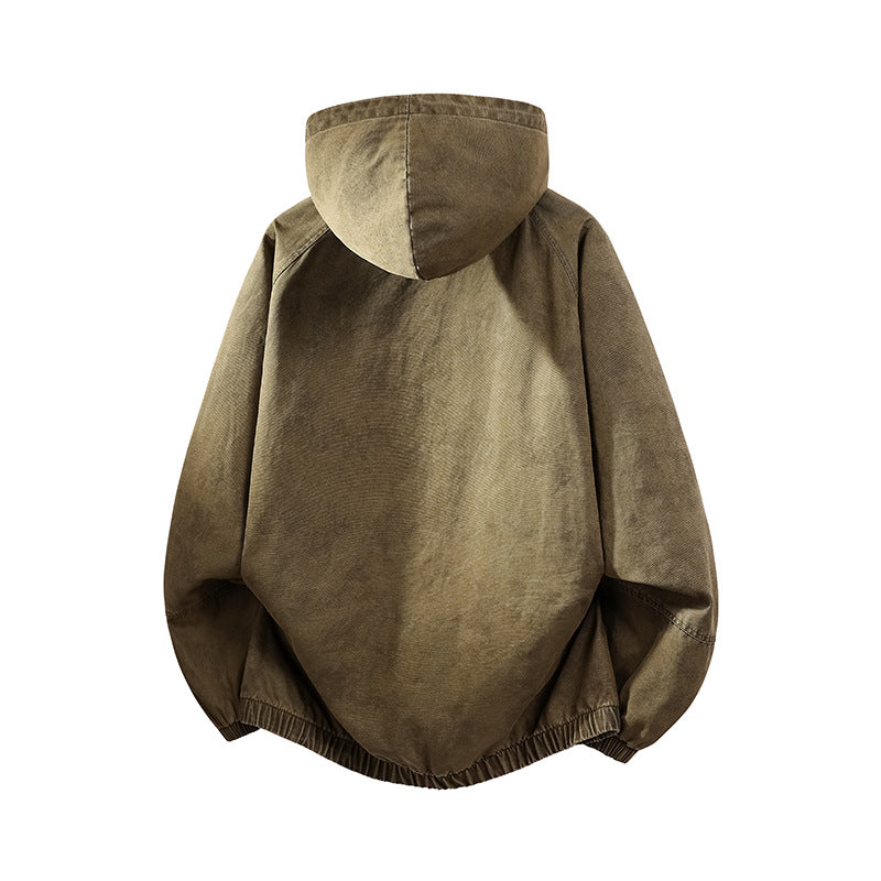 Men's Oversize Canvas Half-Zip Hoodie Anorak with Kangaroo Pocket and Elastic Hem Mune Fashion