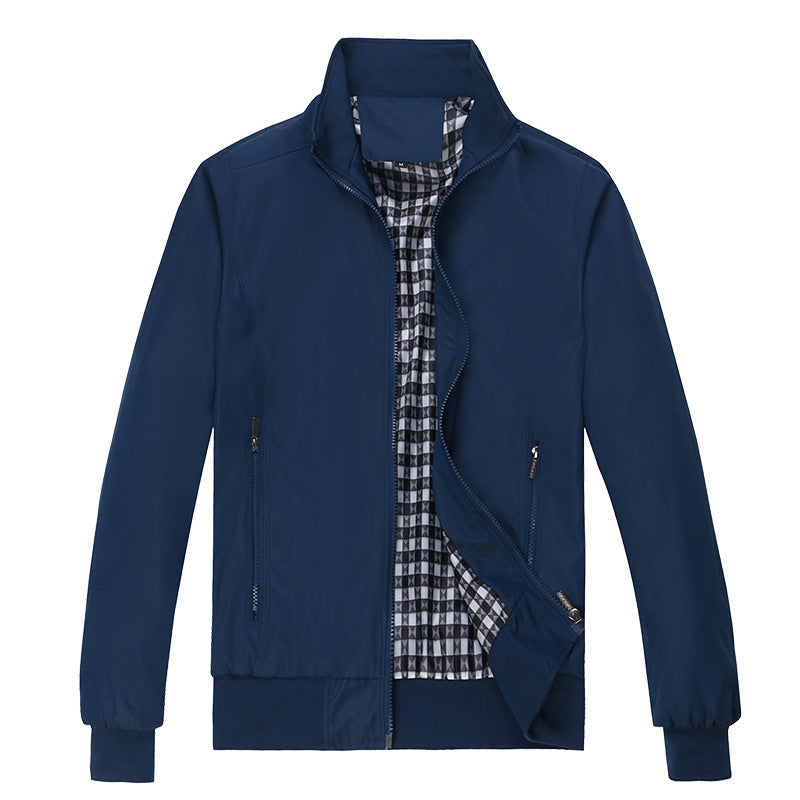 Men's Urban Stand-Up Collar Blouson made of wind-resistant softshell with checkered thermal lining Mune Fashion
