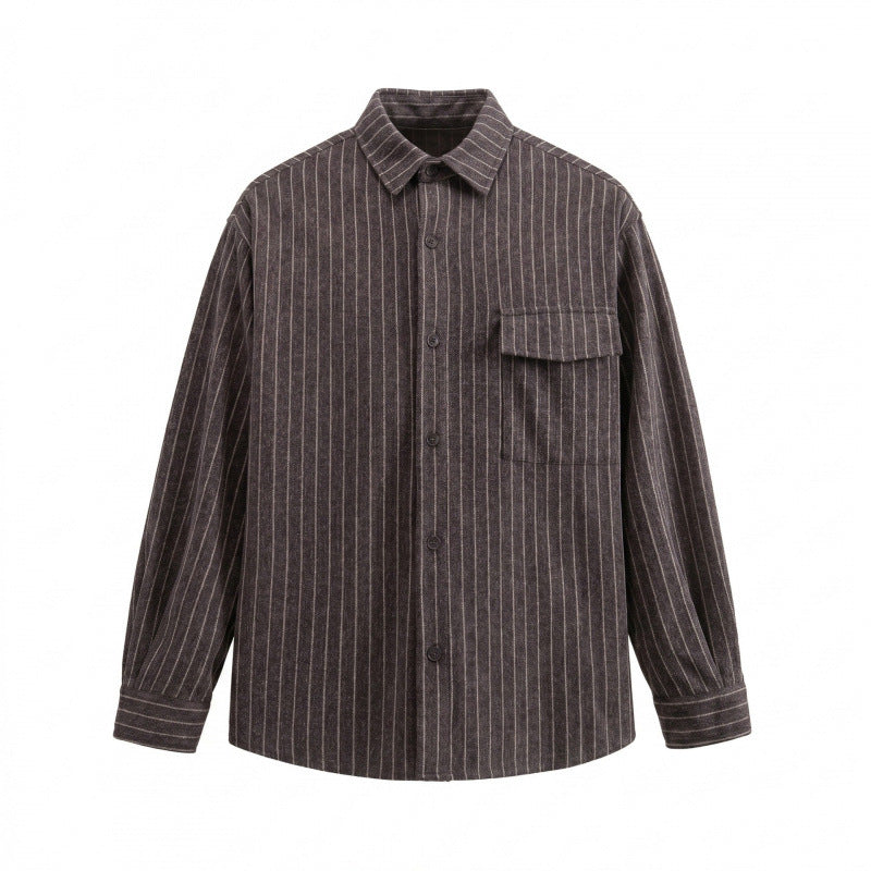 Unisex Overshirt Shirt Jacket with Pinstripes and Patch Pocket Mune Fashion