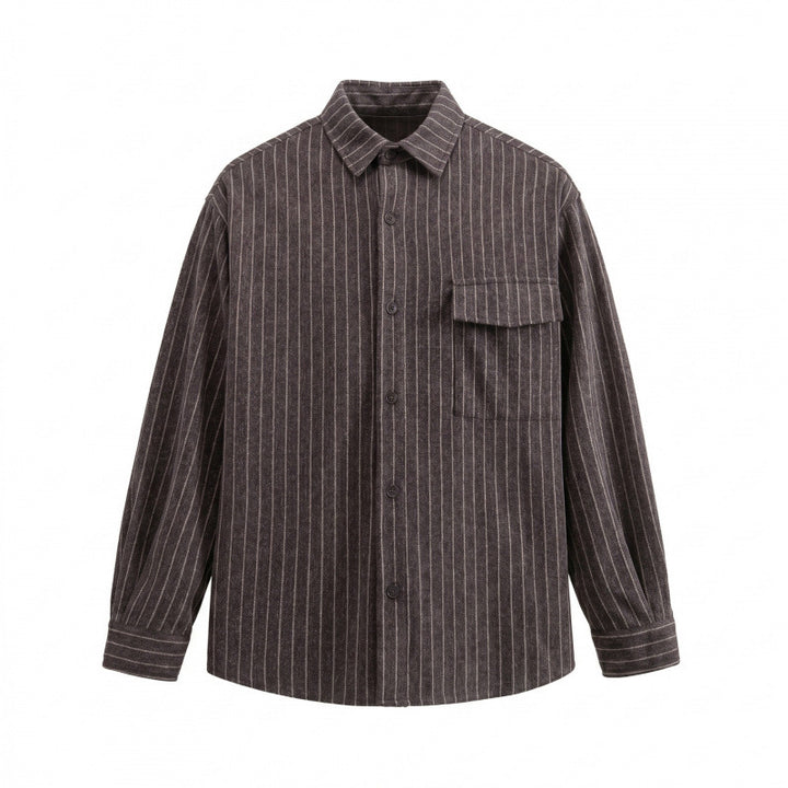 Unisex Overshirt Shirt Jacket with Pinstripes and Patch Pocket Mune Fashion