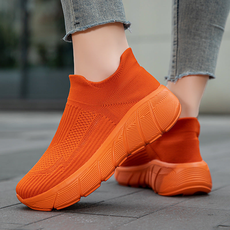 Unisex nan seamless knit slip-on shoe with sculpted platform outsole and orthopedically shaped heel support Mune Fashion