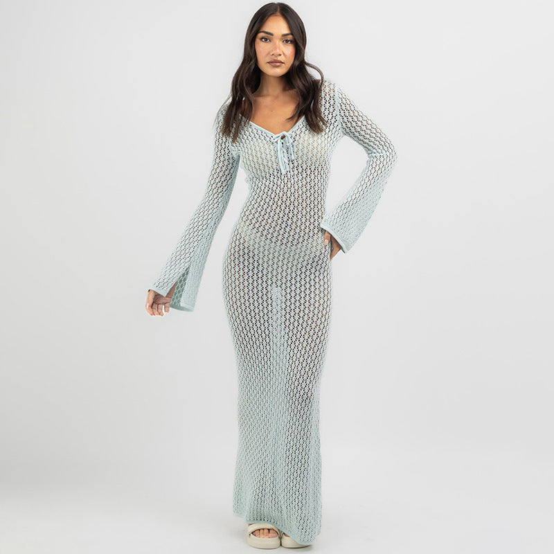 Ladies airy crochet maxi coat Mune Fashion